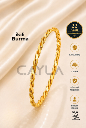 Çayla Kadın 22 Ayar Altın Kaplama İkili Burma Bilezik - 1. Sınıf Kuyum İşçili...
