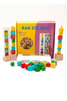 Yuka Kids Bak Diz Boz Eğitici Ahşap Boncuk Dizme Oyunu - Okul Öncesi Dikkat v...