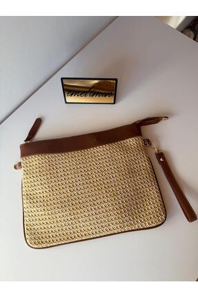 emelimin Hasır Detaylı Askılı Clutch Kadın Portföy El Ve Omuz Çantası
