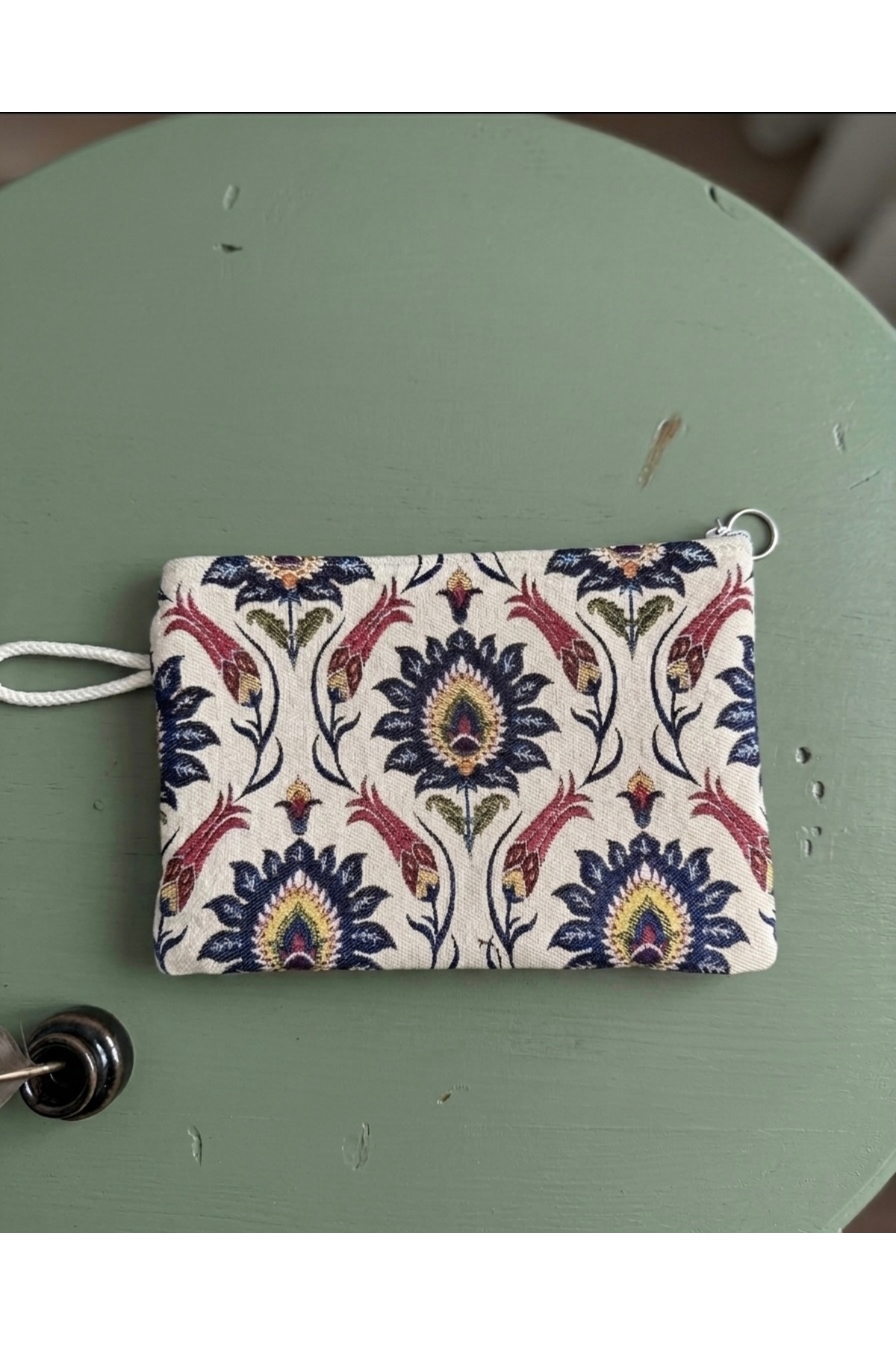 Zehra ana Etnik Lale Desenli Goblen El Çantası Clutch Çanta görsel 3