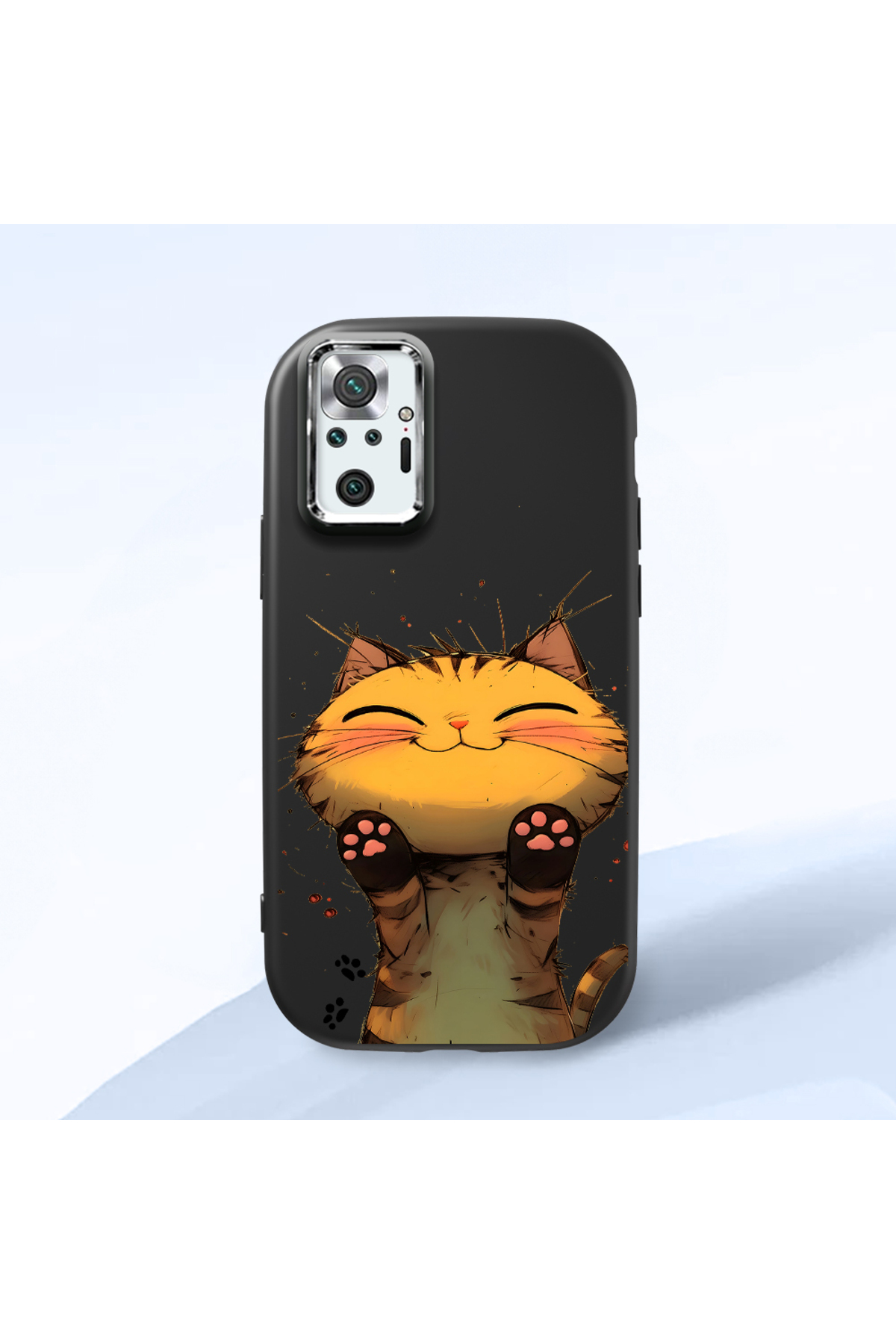 Redmi Note 10 Pro Compatible Case Camera Protector Black Silicone Couple Phone Case with Cat Pattern
