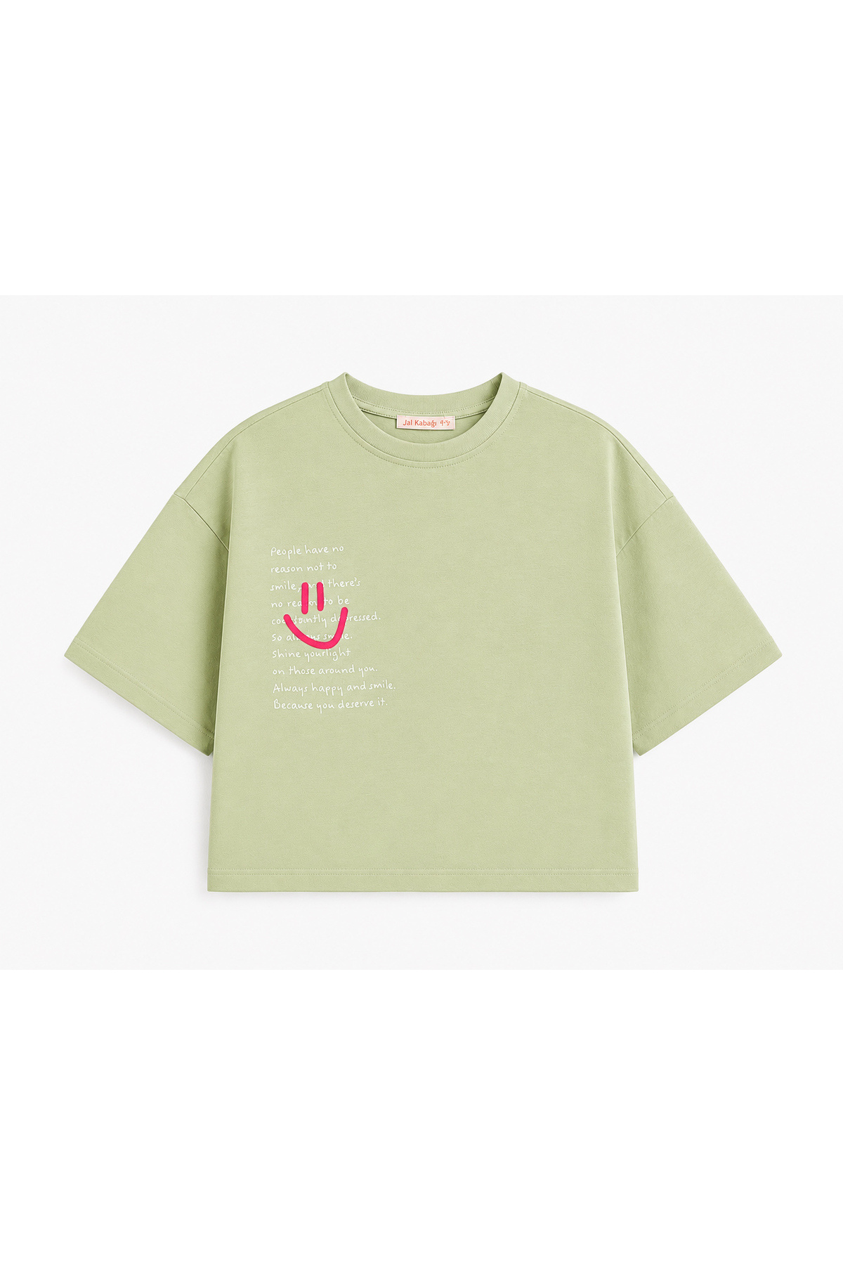 BALKABAĞI Motto & Smiling Face Çağla T-Shirt (Ages 2-9)
