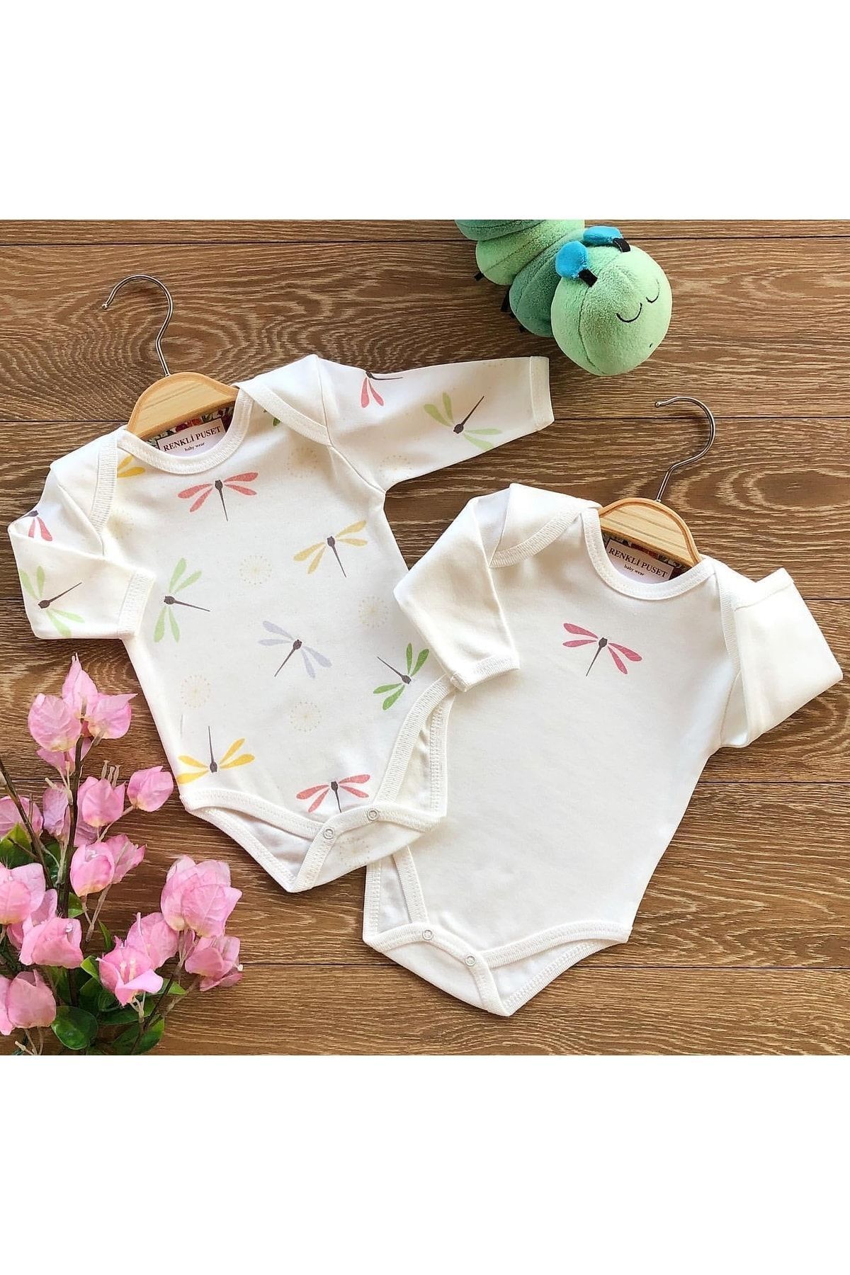 2-Piece Cotton Long-Sleeve Baby Bodysuit with Snaps Dragonfly
