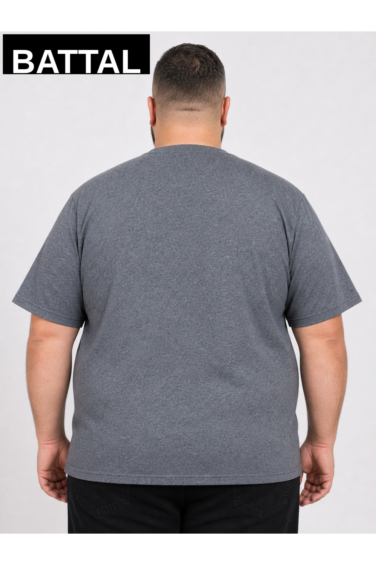 brz braazi Erkek Büyük Beden Pamuklu Likralı Bisiklet Yaka T-Shirt görsel 2