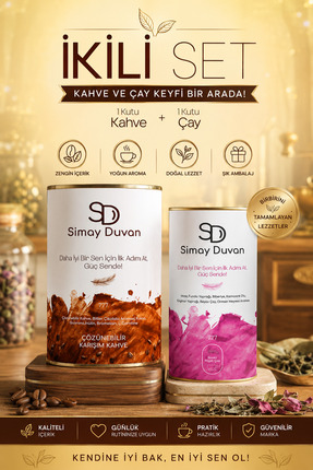 SİMAYDUVAN Simay Duvan İkili Özel Set Çözünebilir Aromalı Karışım Kahve ve Bi...