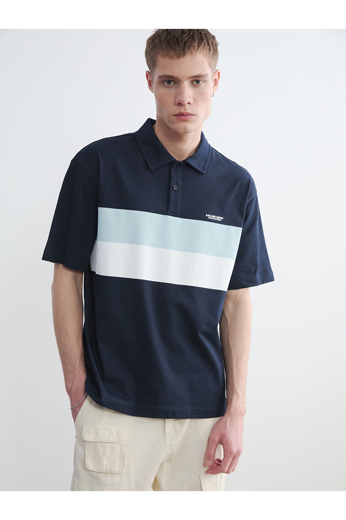 LC Waikiki Vizyon New Season Polo Collar Oversize Men's Combed Cotton T-Shirt