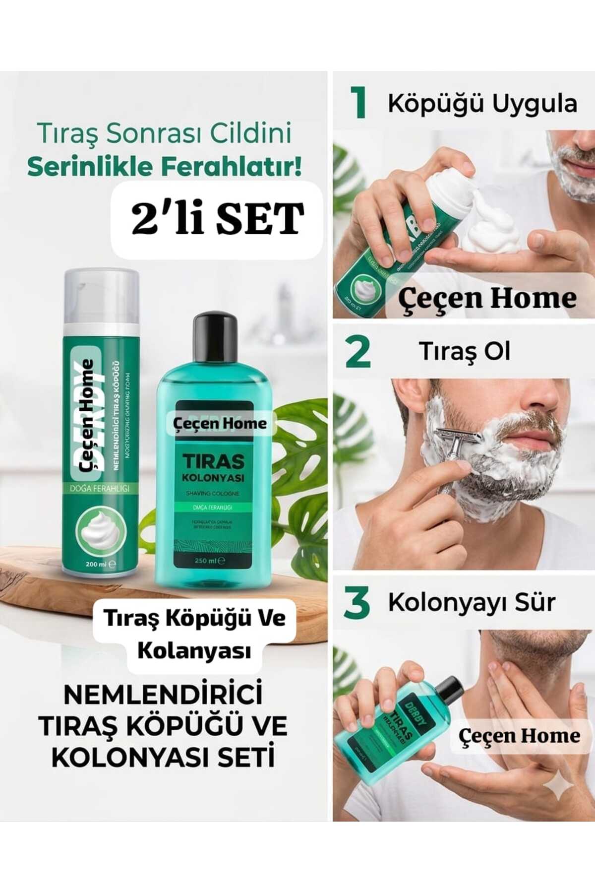 Tıraş Köpüğü Ve Tıraş Kolanyası 2'li Set , Nemlendirici Tıraş Köpüğü 200 ML + Ferah Kokulu Tıraş Kolanyası 250 ML Erkek Tıraş Seti — G6UYUHYU — تصویر 2 از 3