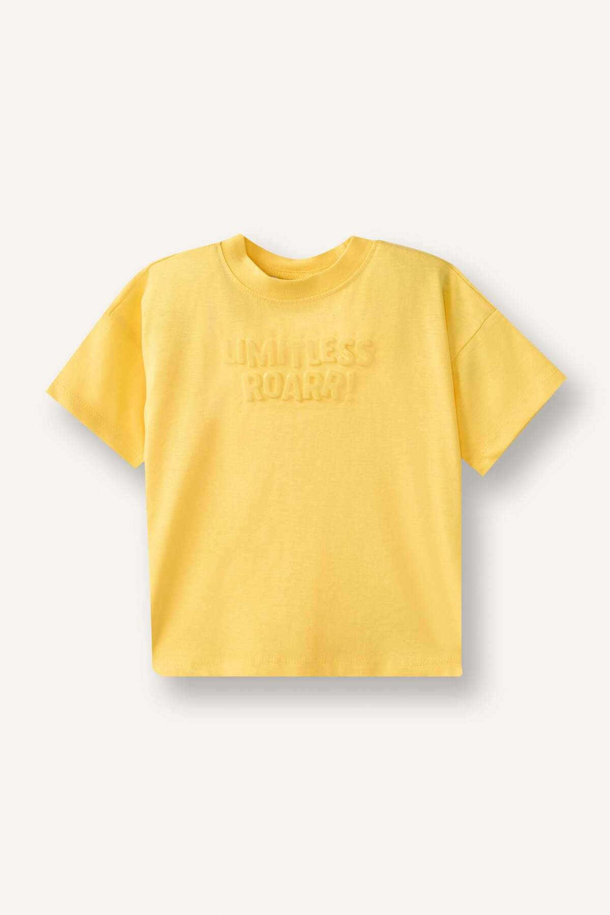 Defacto 100% Cotton Regular Fit Embossed Patterned Short Sleeve Yellow T-Shirt Baby Boy H8219A526Hs