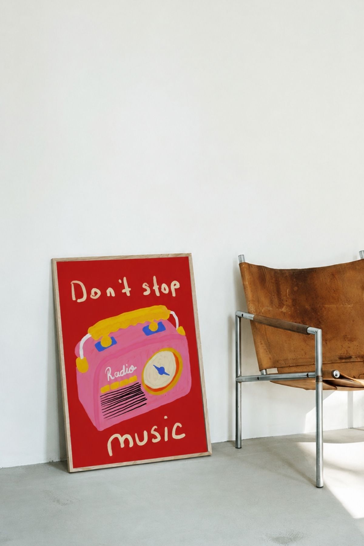 Retro Radyo Poster, Renkli Müzik Temalı Pop Art İllüstrasyon Çerçevesiz