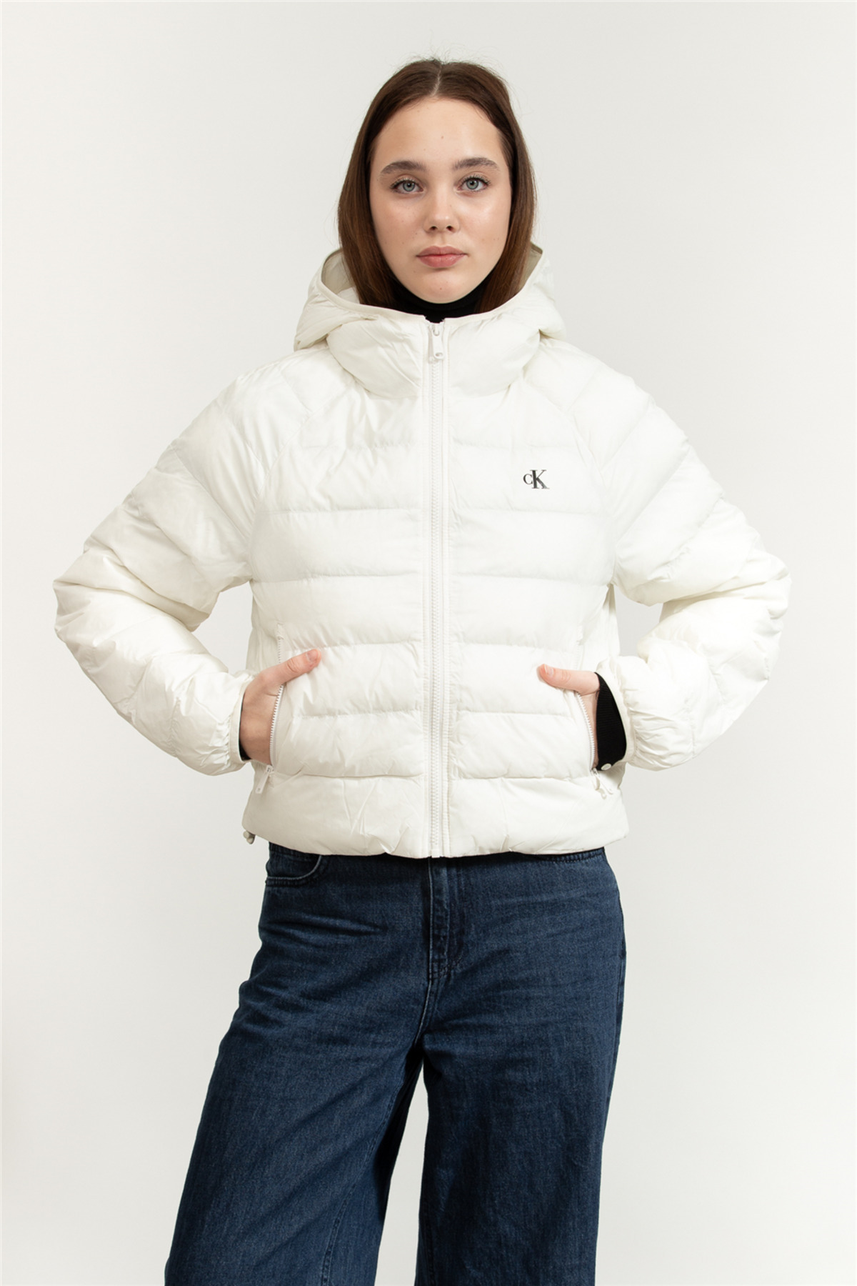 Calvin Klein Lightweight Quilted Jacket Packa Kadın Şişme Mont Beyaz