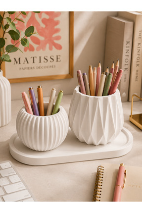 Noya Home Noya Atelier Home Dekoratif Taş Tozu Organizer Seti – Geometrik Kal...