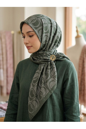 Larissa Scarf Valen İpek Jakarlı Şal Geometrik Desenli