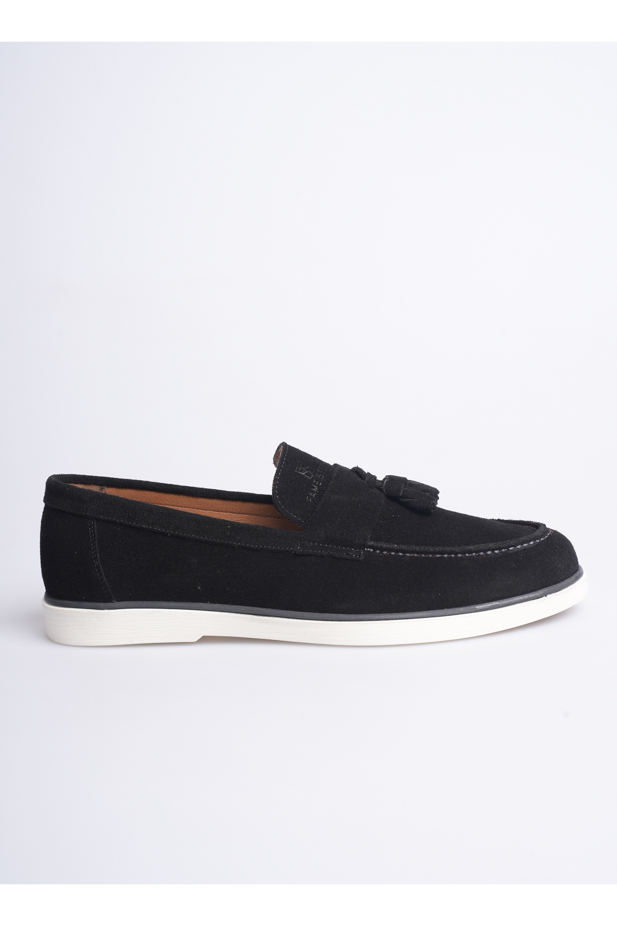 Fame Step Hakiki Deri Erkek Loafer Ayakkabı Siyah Süet Günlük Rahat Casual Mokasen Püsküllü Siena görsel 2