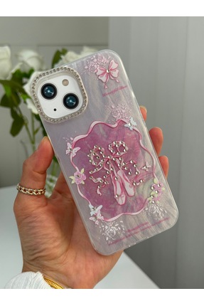 UCHOICE iPhone 15 Kılıf Parlak Taşlı İşlemeli Ebru Desenli Kamera Yükseltili ...