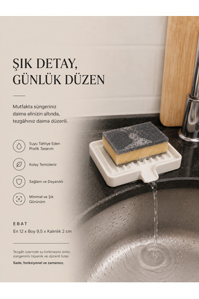 Tofu Tezgah Üstü Sabunluk | Süngerlik