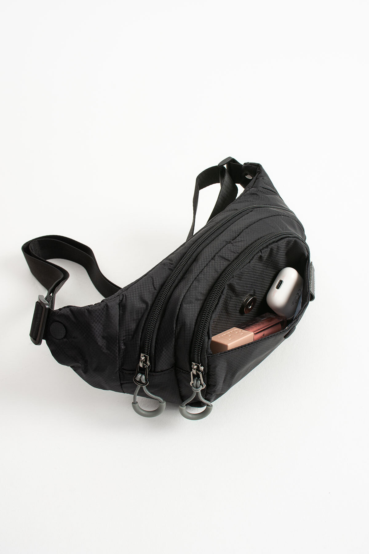 Sanmorris Unisex Paraşüt Kumaş Siyah Renk Suya Dayanıklı 3 Bölmeli Body Bag Sargın görsel 7