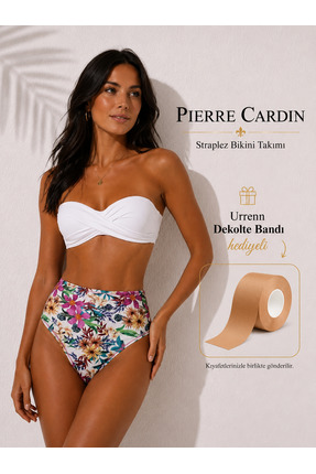 Pierre Cardin Straplez Bikini Takımı — Yüksek Bel, Push-Up Dolgulu -Urrenn Ba...