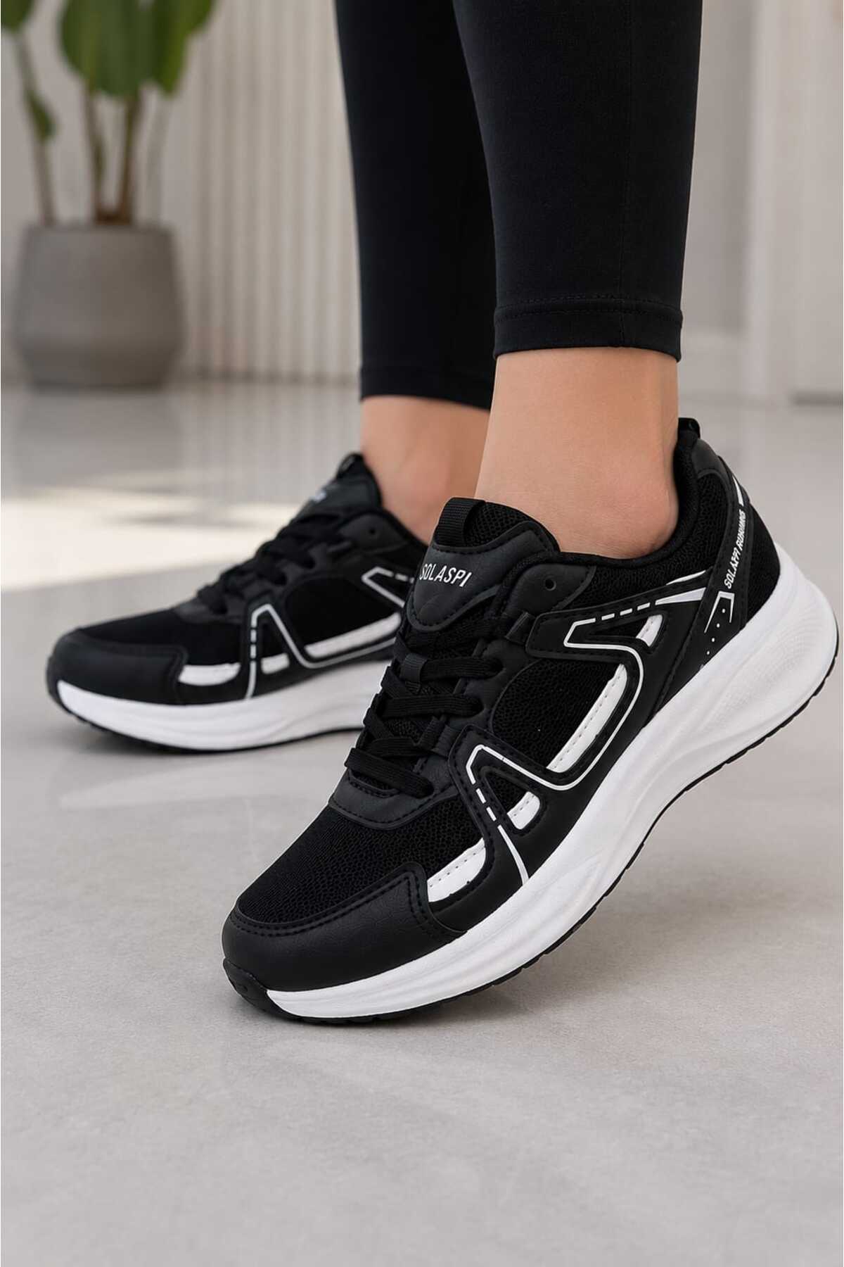 MODA unisex siyah fileli ortopedik spor ayakkabı