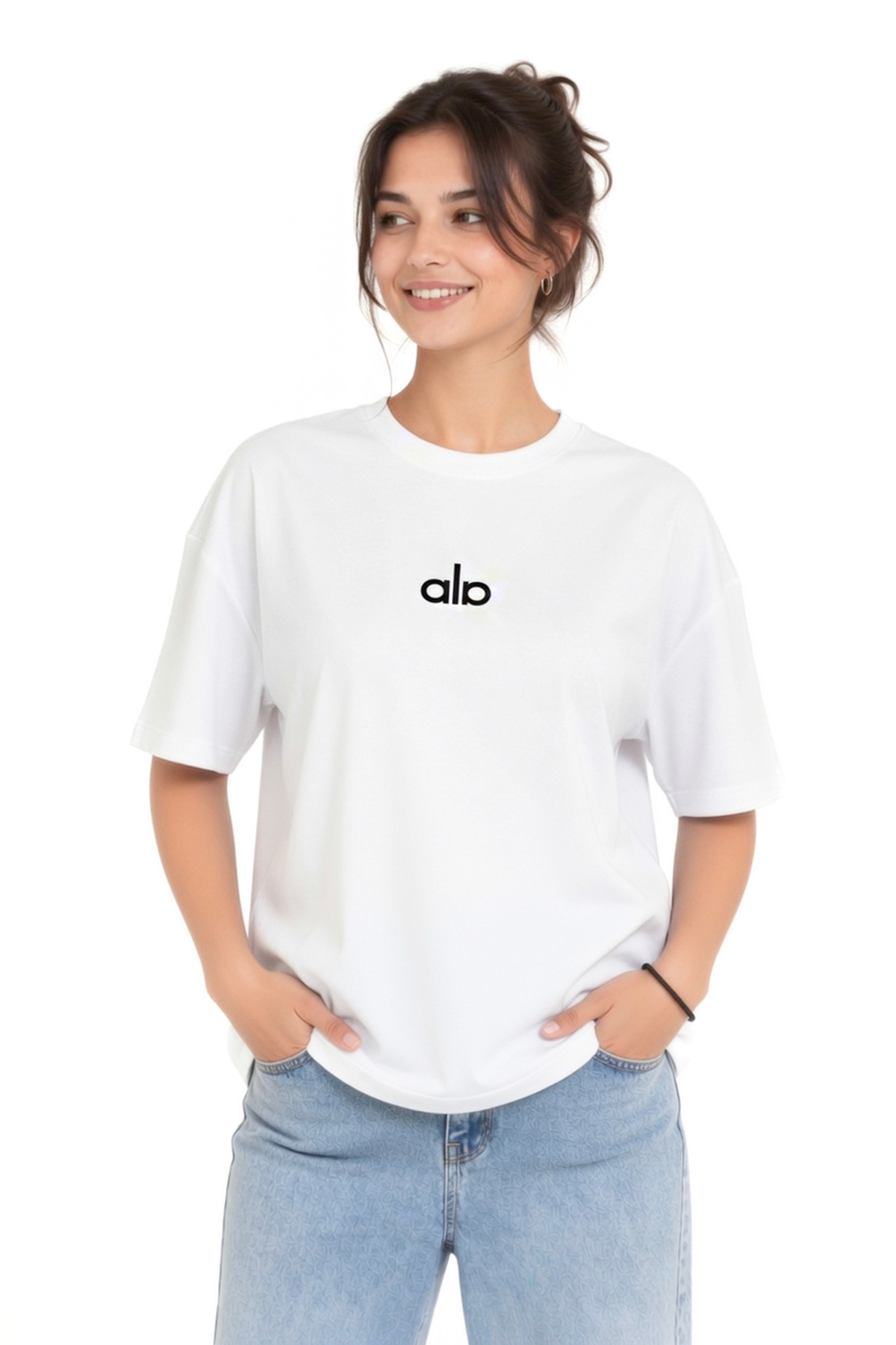 FRISKO Women's Embroidered Oversize T-Shirt Oysho Fabric | Comfortable Fit Sh...