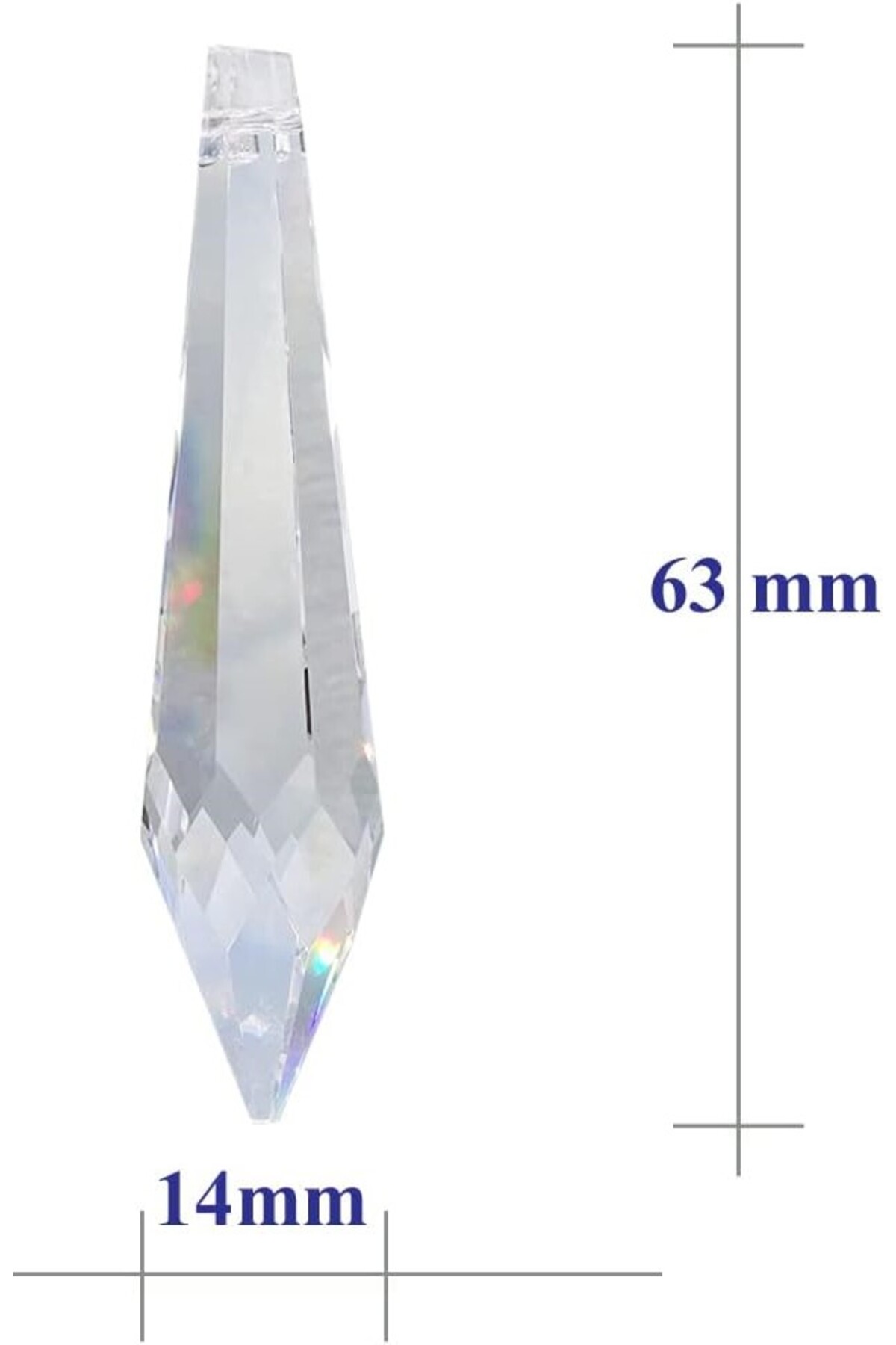2 Adet Kalem Şeffaf Kristal Avize Taşı ( 6.5 Cm) (metal halka hediye)