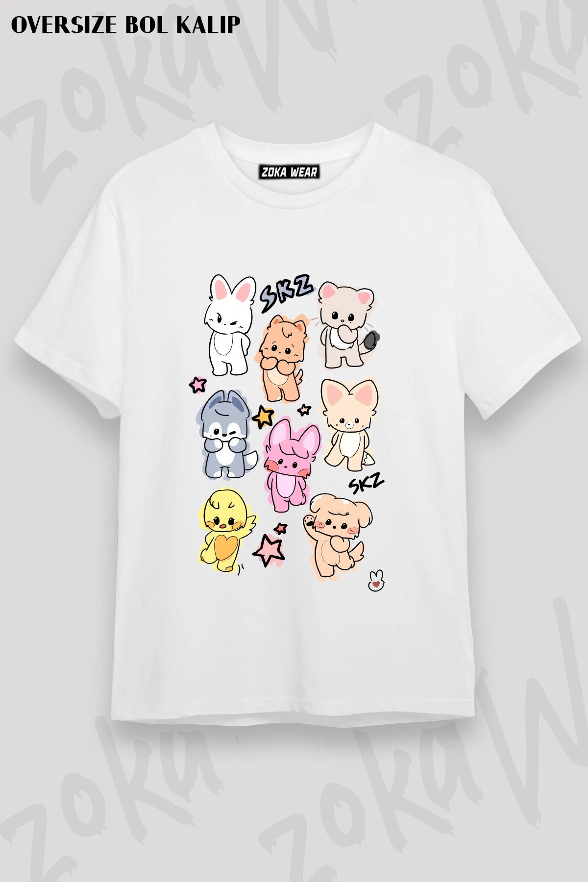 ZOKAWEAR Unisex Bol Kalıp Stray Kids Skzoo v3 Baskılı Tişört - Fiyatı