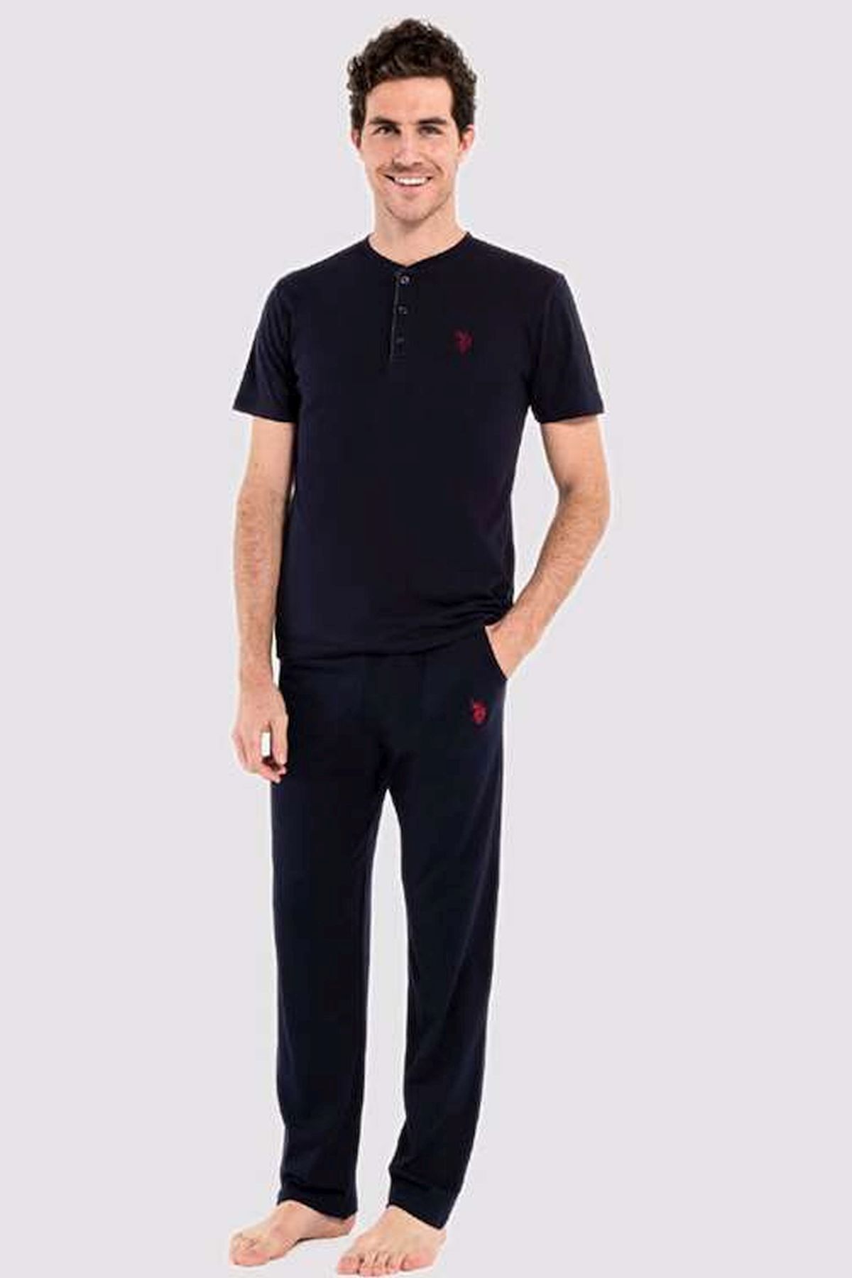 ست پیژامه و لباس خواب مردانه یقه ایستاده | یو اس پولو U.S. Polo Assn. YG120USP05 TR - تصویر 2
