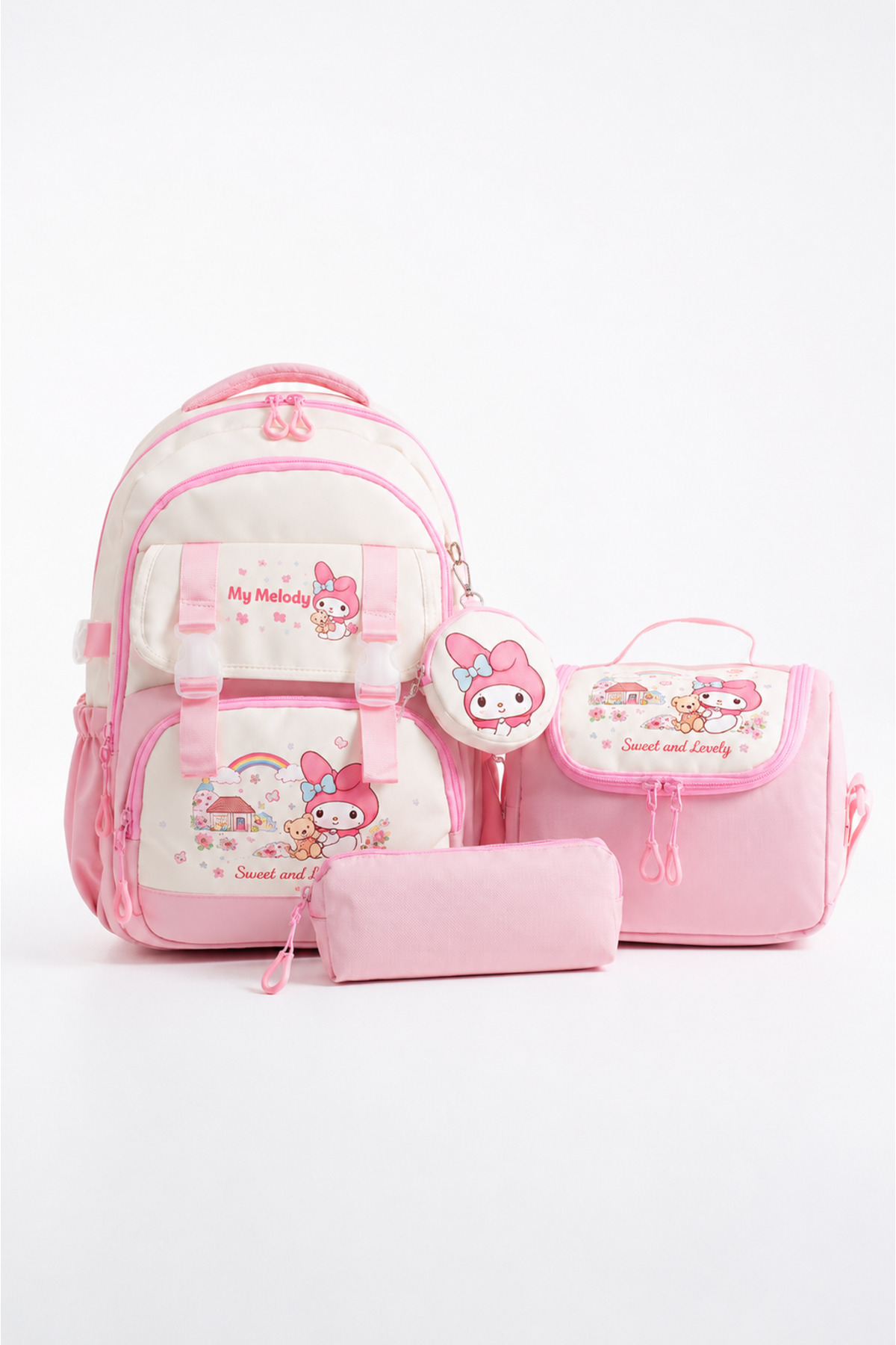 YOUOY 4-Piece School Bag Set Orthopedic Backpack - Twill Fabric, Thermal Lunc...