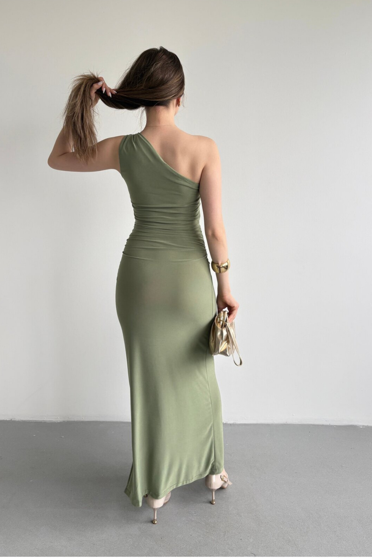Nika Fashion Tek Omuz Aksesuarlı Elbise görsel 5