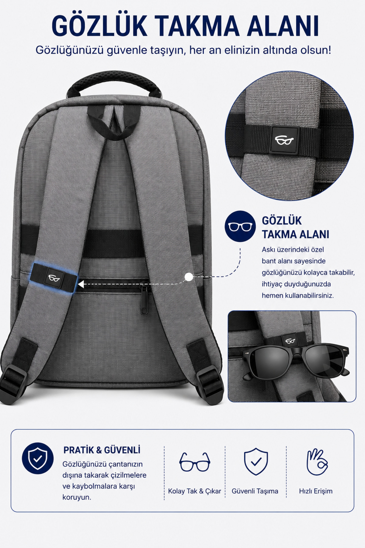 KAFFAA Unisex Günlük Laptop Bölmeli Sırt Çantası görsel 7