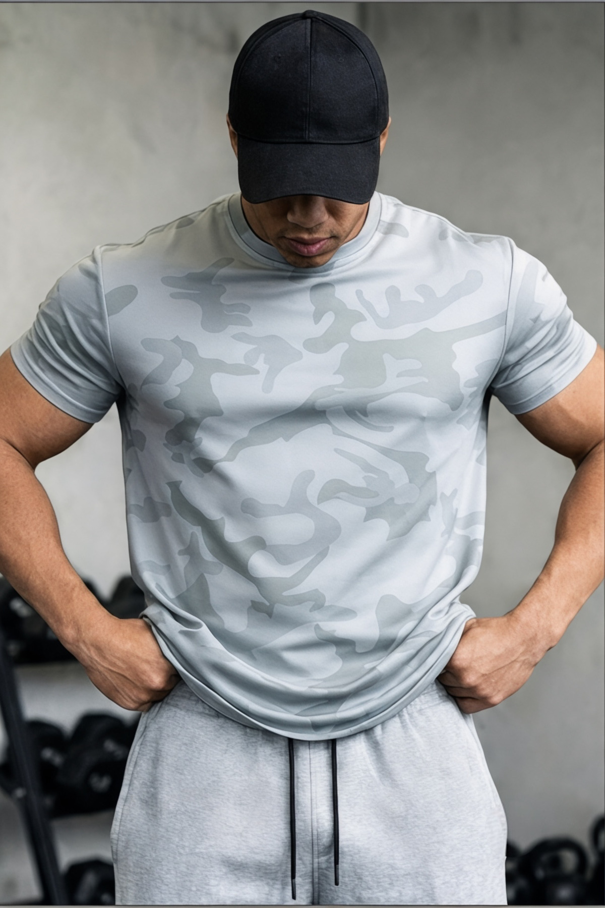 SERABLANKA Erkek Nem Emici Hızlı Kuruma Atletik Teknik Kamuflaj Desenli Spor T-shirt