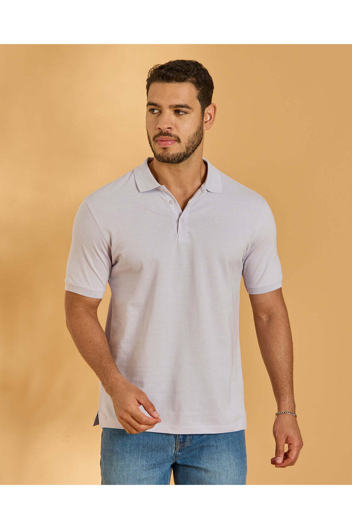 REDTAG Men Lilac Solid Polo Shirt