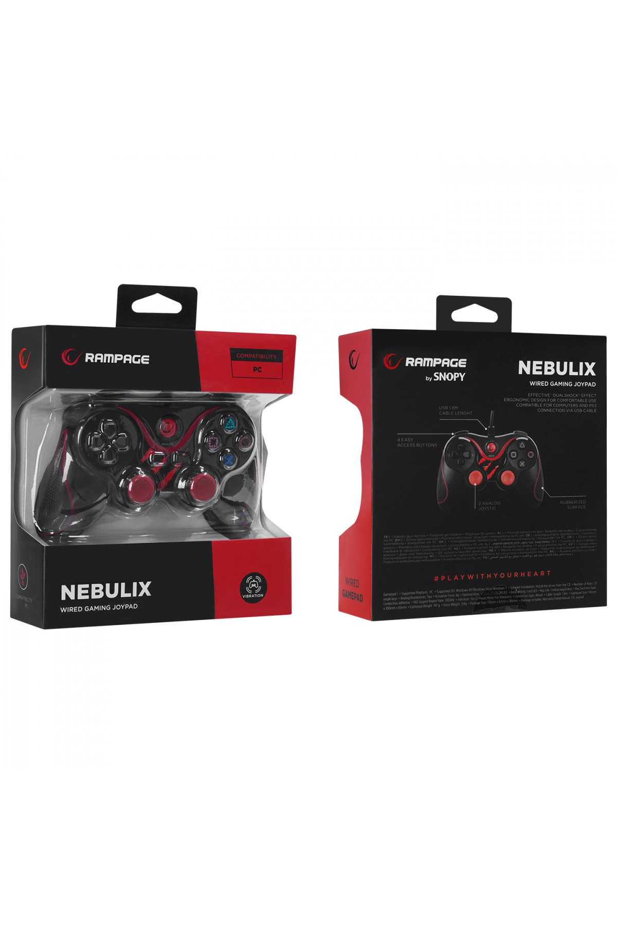 Rampage Nebulix PS3/PC Kırmızı USB 1.8m Joypad - Fiyatı