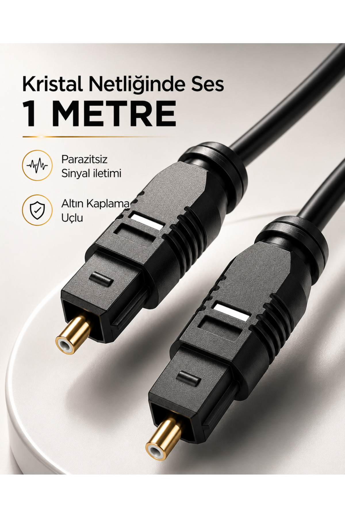 1 METRE Optik Ses Kablosu Toslink Dijital Fiber Ev Sinema Soundbar Uyumlu Siyah Altın Kaplama Uçlu Kristal Netliğinde Parazitsiz Sinyal İletimi Çevresel Surround Akustik Ses Sistemi Bağlantı Kablosu