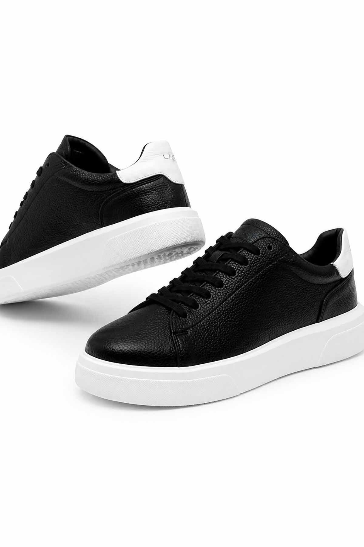Lufian Erkek Sneaker Siyah Hakiki Deri Günlük Ayakkabı Rahat Yürüyüş Casual görsel 3