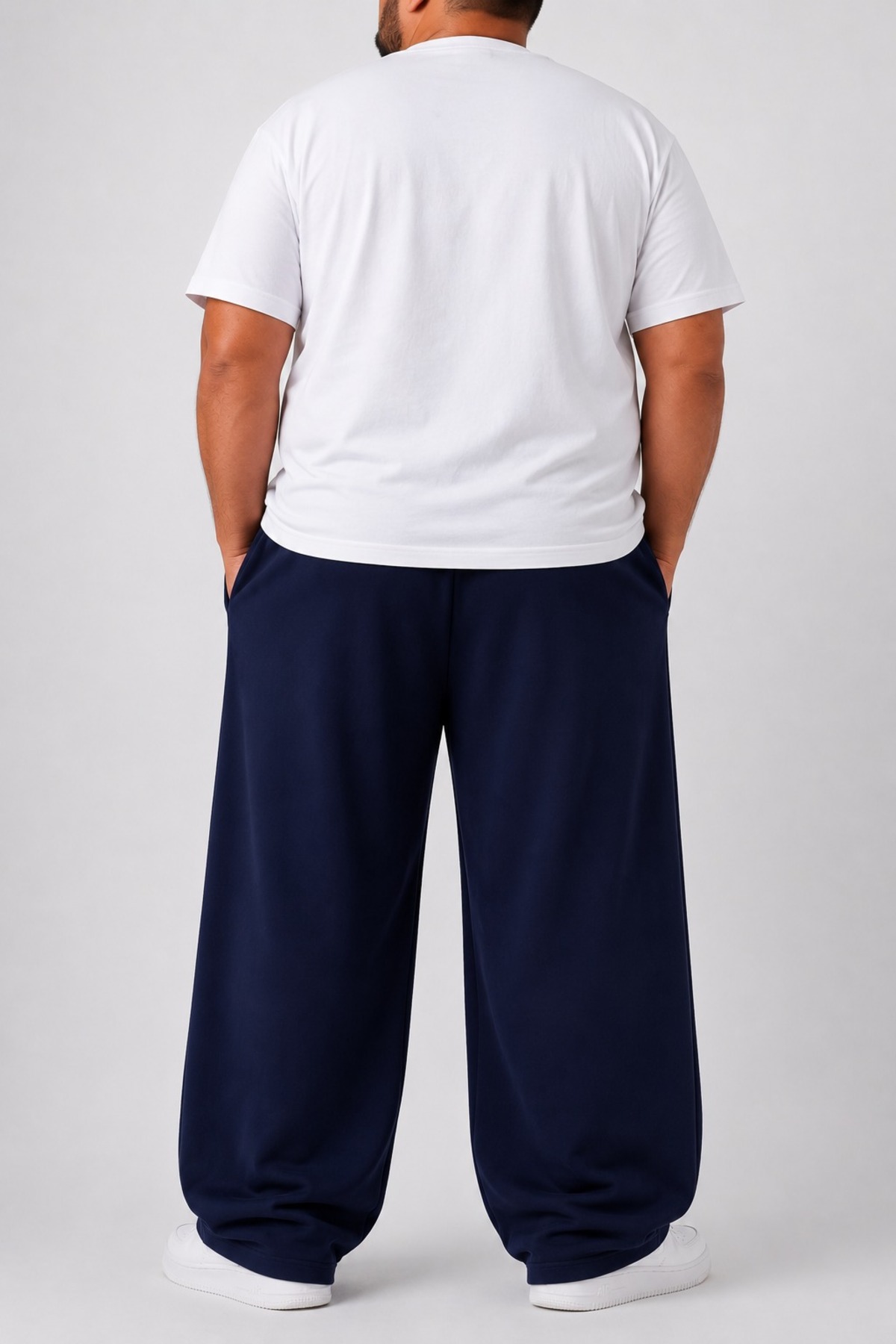 ZAVIXO Erkek Büyük Beden Wide Leg Eşofman Altı %100 Pamuk Oversize Rahat Kalıp Bol Paça Günlük Pantolon görsel 3