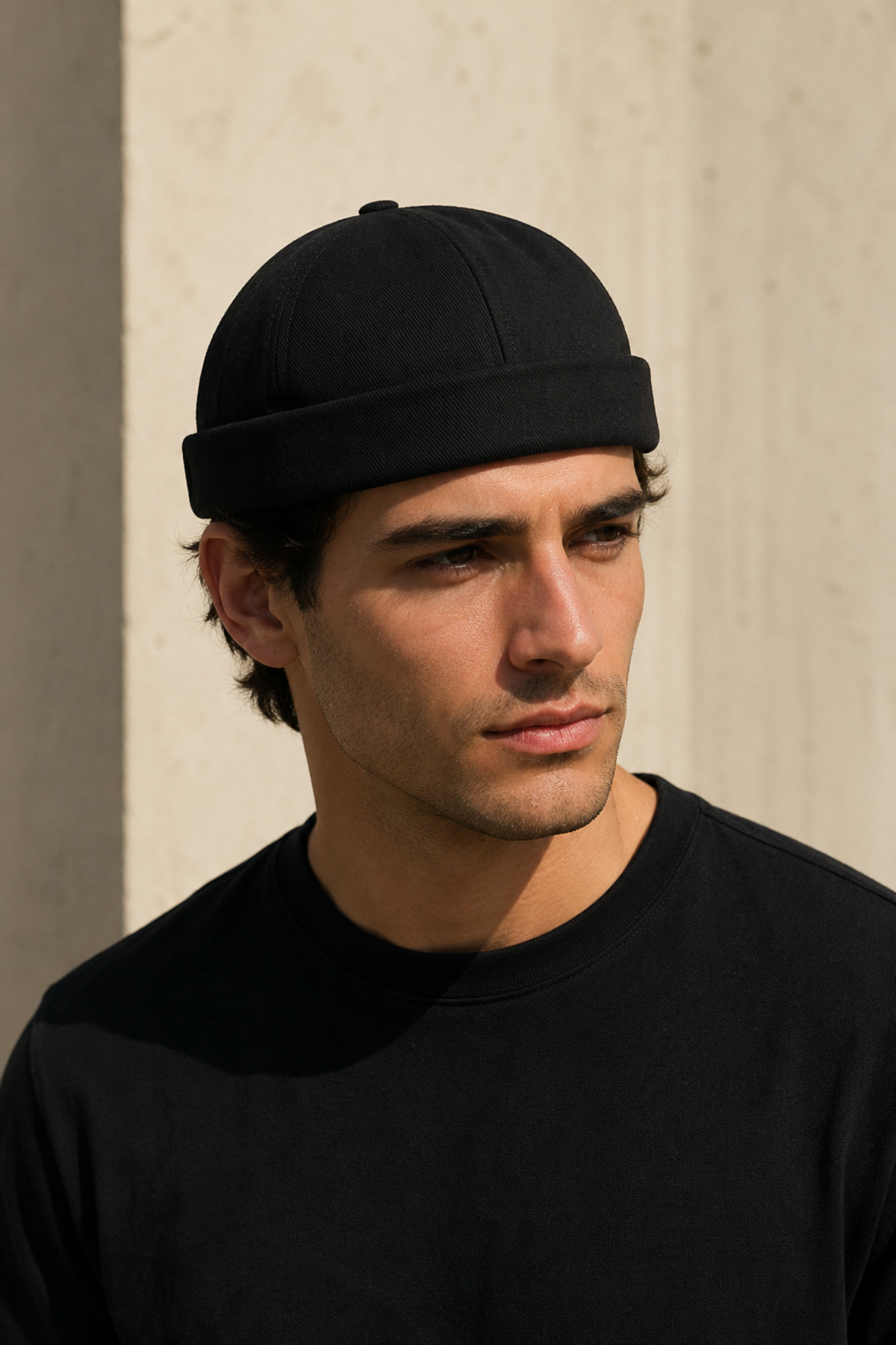 CosmoOutlet Erkek Siyah Docker Şapka Ayarlanabilir Unisex Kısa Bere Balıkçı Sailor Cap Premium Pamuklu görsel 6