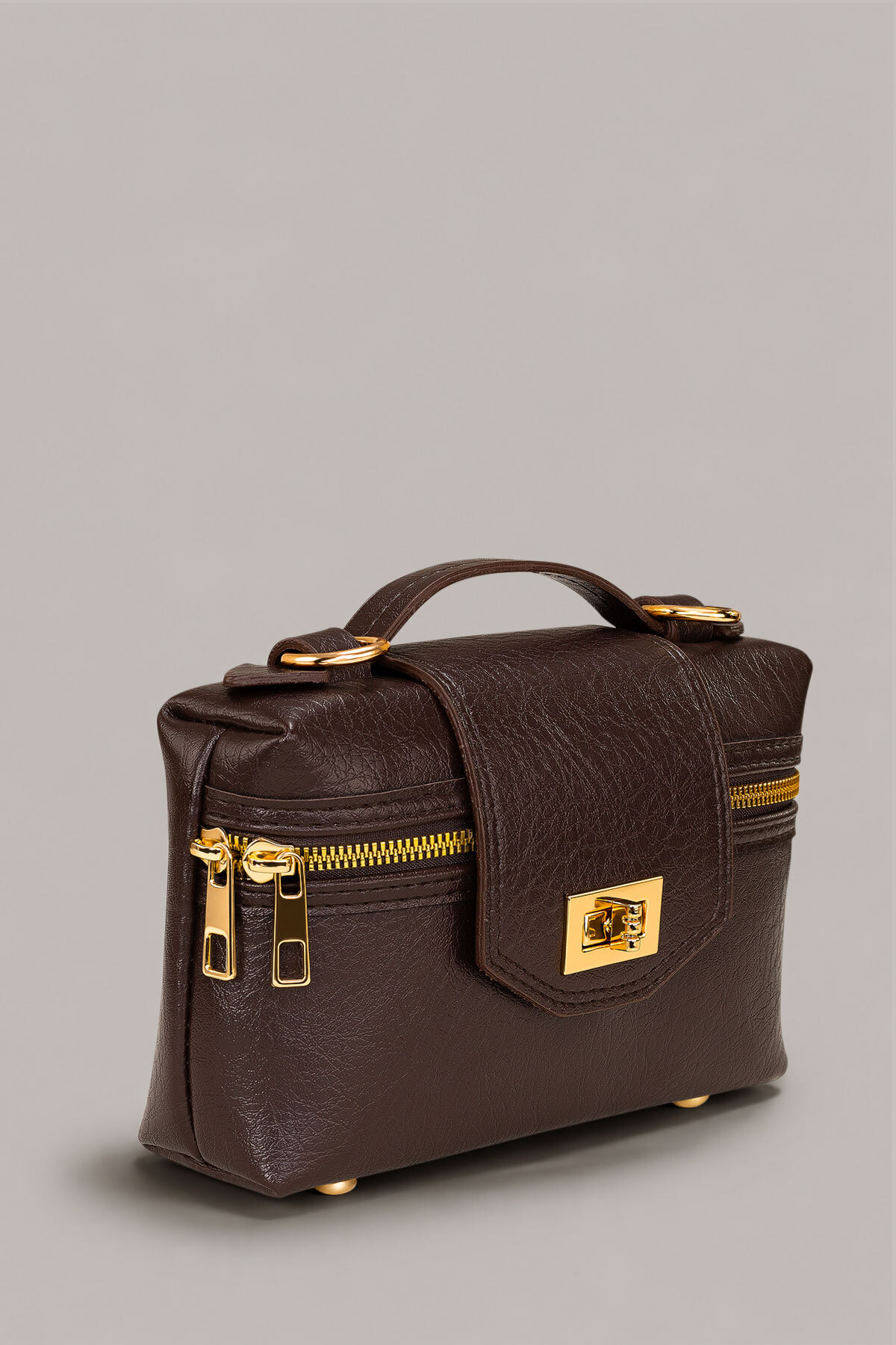 Housebags Kahverengi Gold Detaylı El ve Omuz Çantası