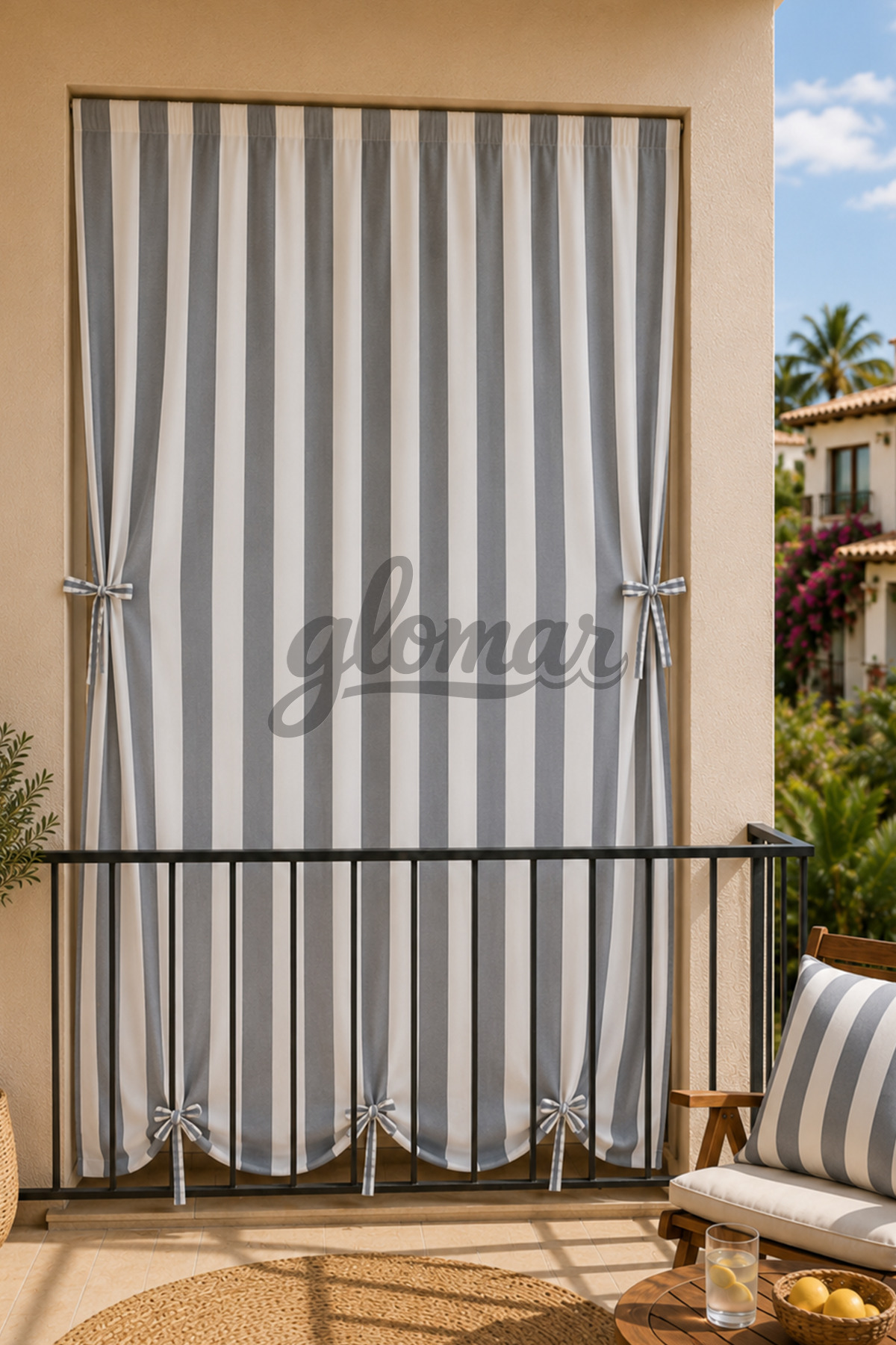 Balcony Tarpaulin Laced with Cornice Width x SIZE Balcony Curtain Waterproof Seasonal Gray-White