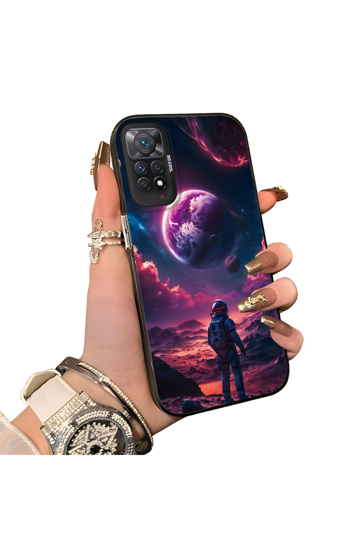Redmi Note 11 Pro 5G Compatible Silicone Edge Hard Back Case Couple Phone Case Planetary Pattern