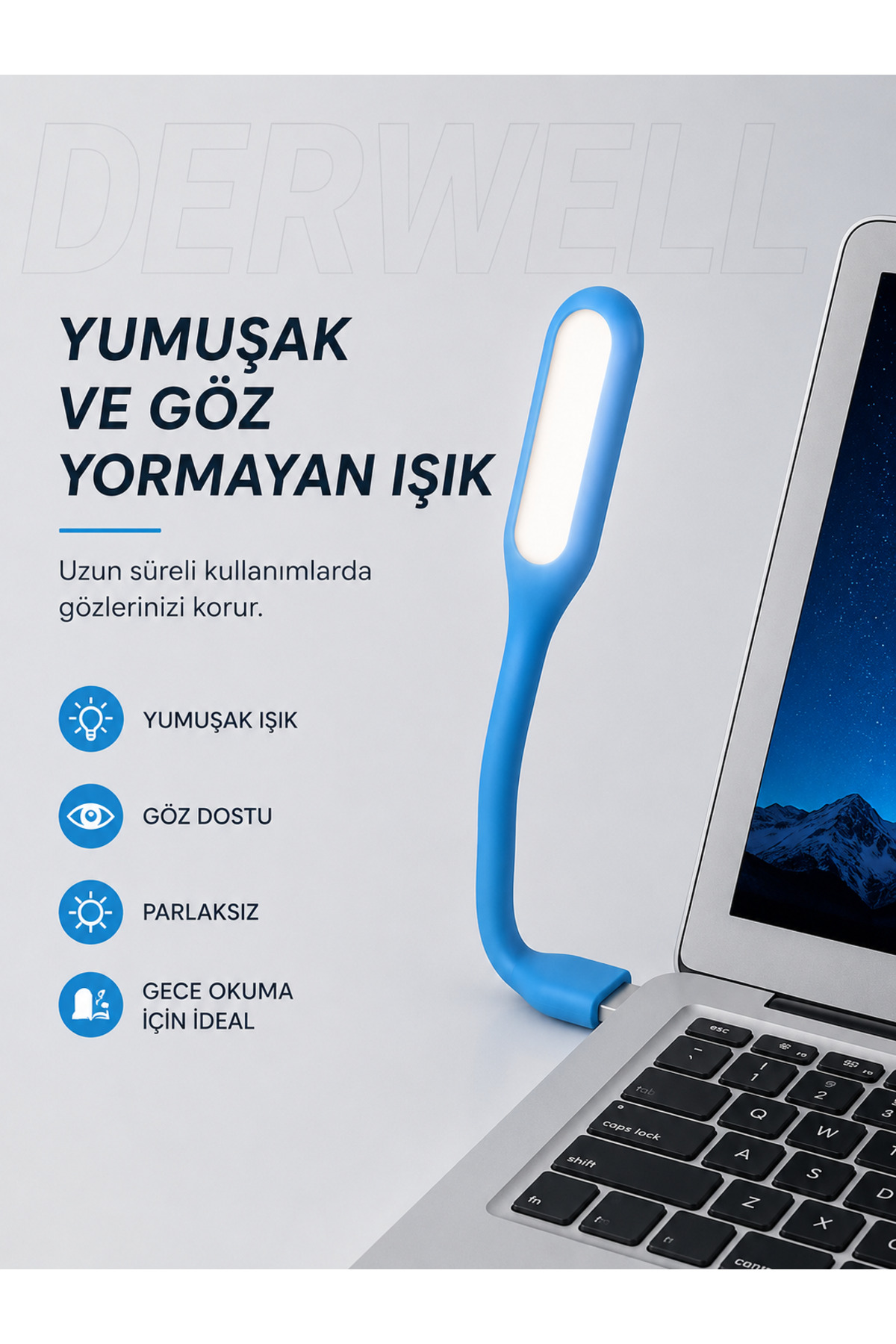 Esnek USB LED Lamba Powerbank Laptop ve PC için Taşınabilir Gece Lambası ve Kitap Okuma Işığı 5 Farklı Renk Seçeneği Mavi Kırmızı Turuncu Beyaz Yeşil