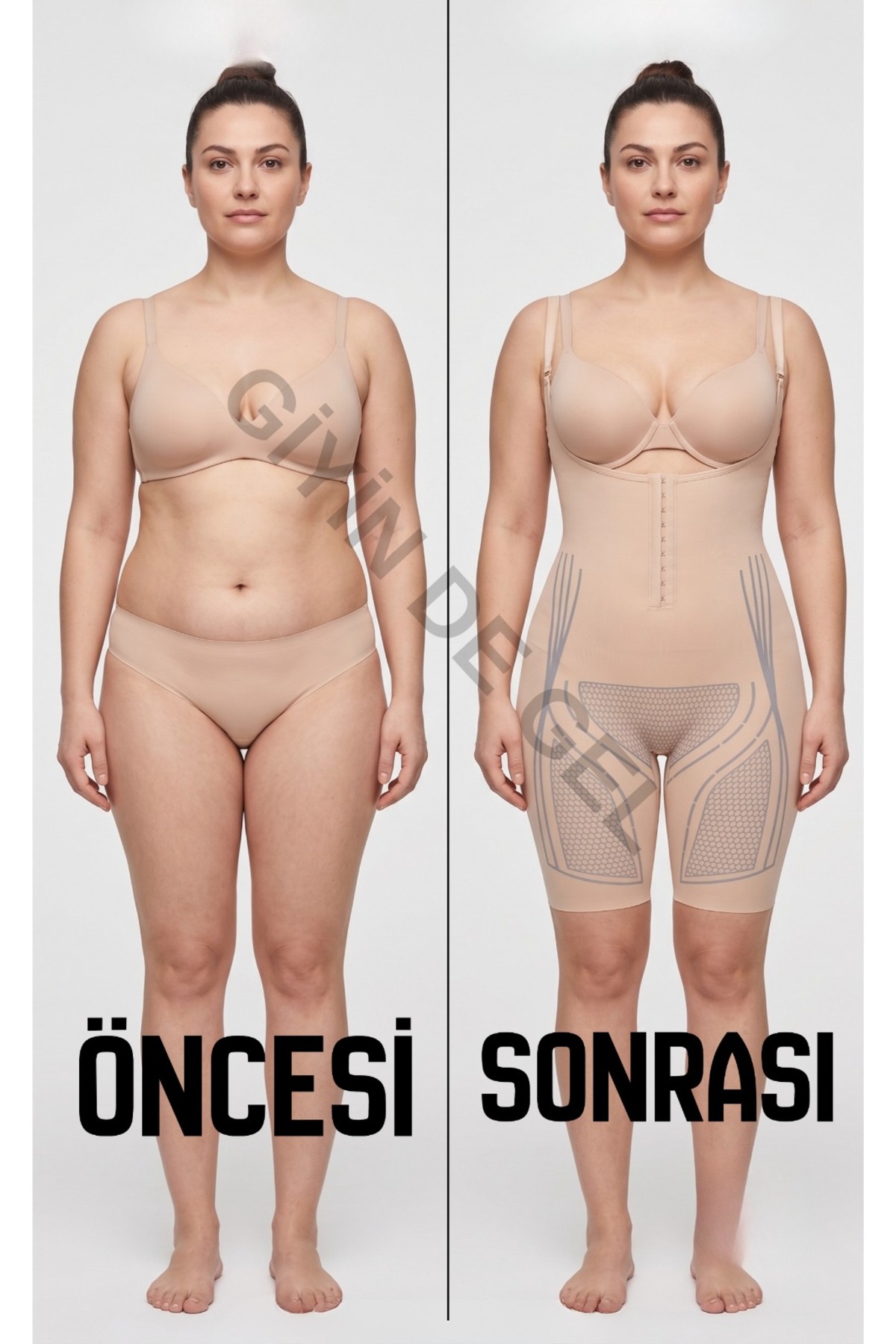 critic man Toparlayıcı Body Korse Yüksek Bel Karın Basen Sıkılaştırıcı Paçalı Ten görsel 2
