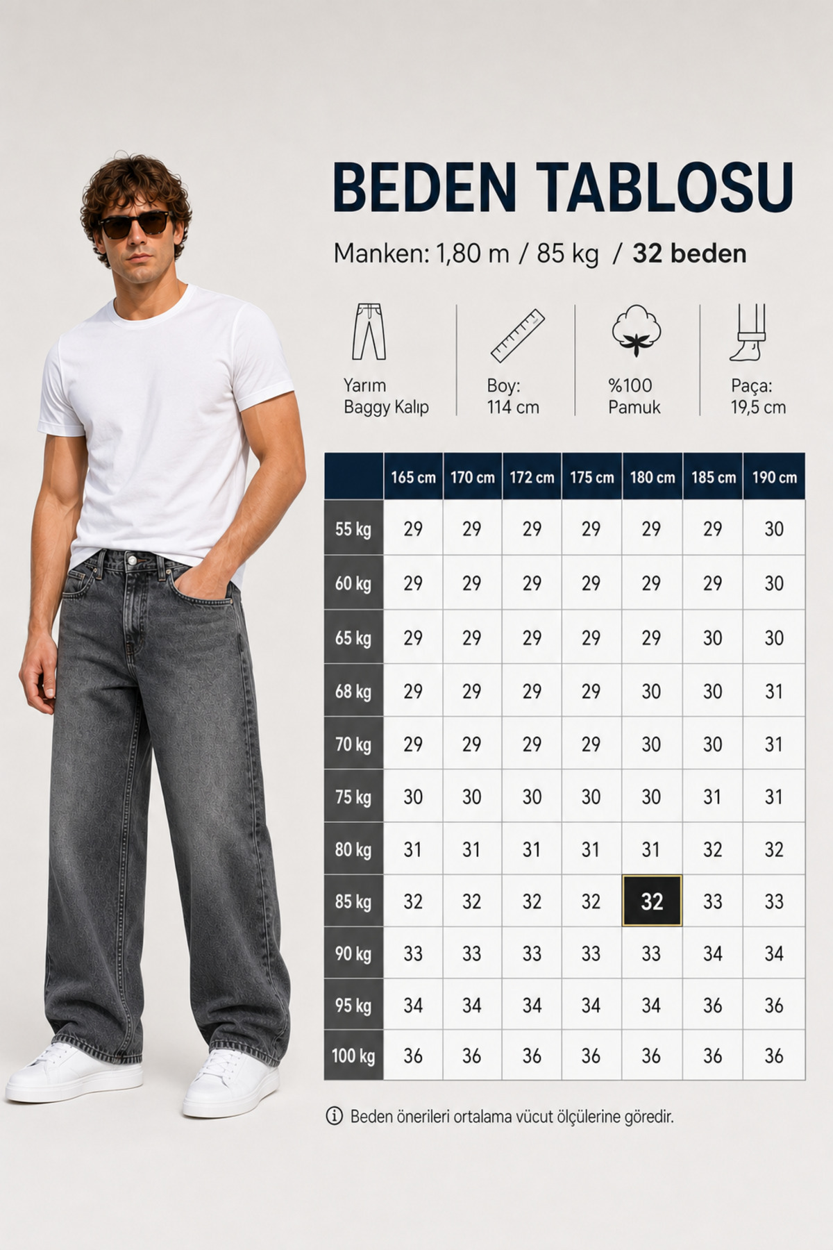 fashionistanbul Erkek Antresit Siyah Baggy Jean Pantolon Rahat Kalıp Geniş Paça Denim Kot görsel 4
