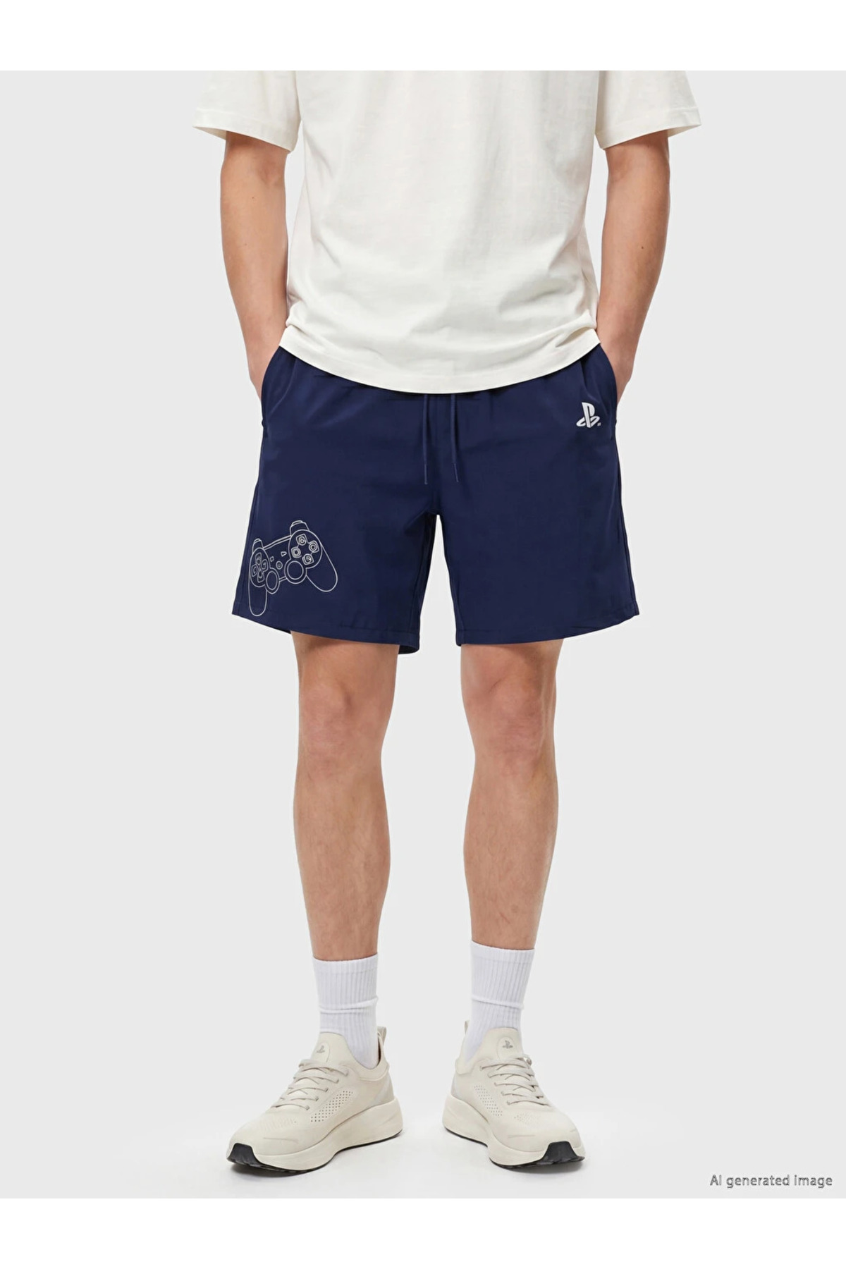 LC Waikiki Navy Blue Short Length Playstation Printed Men's Swim Shorts