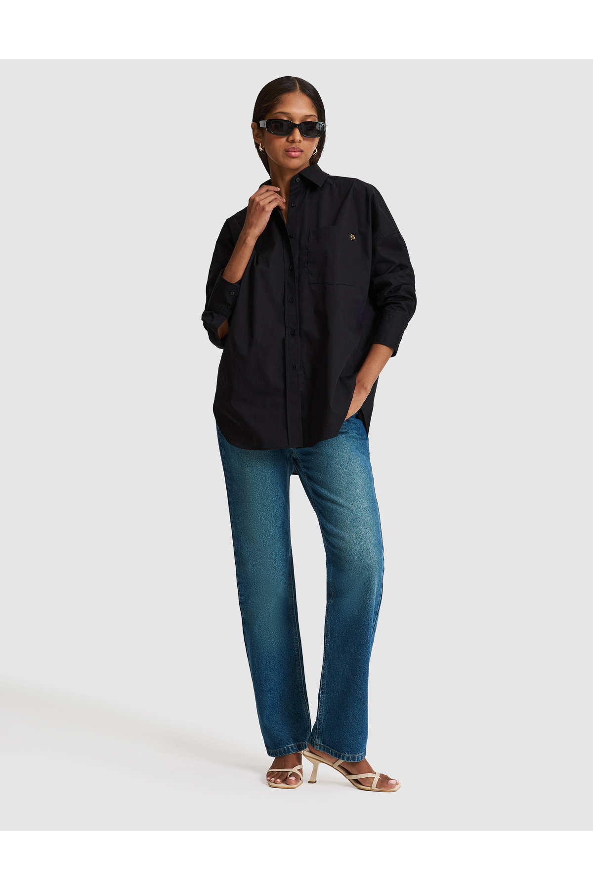 Pierre Cardin Siyah Oversize Uzun Kollu Gömlek 50328628-VR046 görsel 5