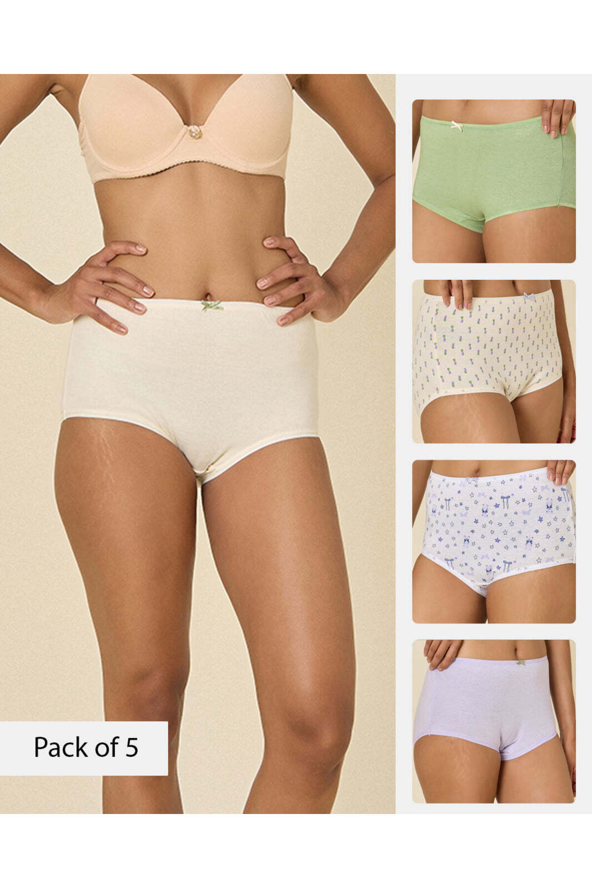 REDTAG Women Assorted 5 Pack Full Brief