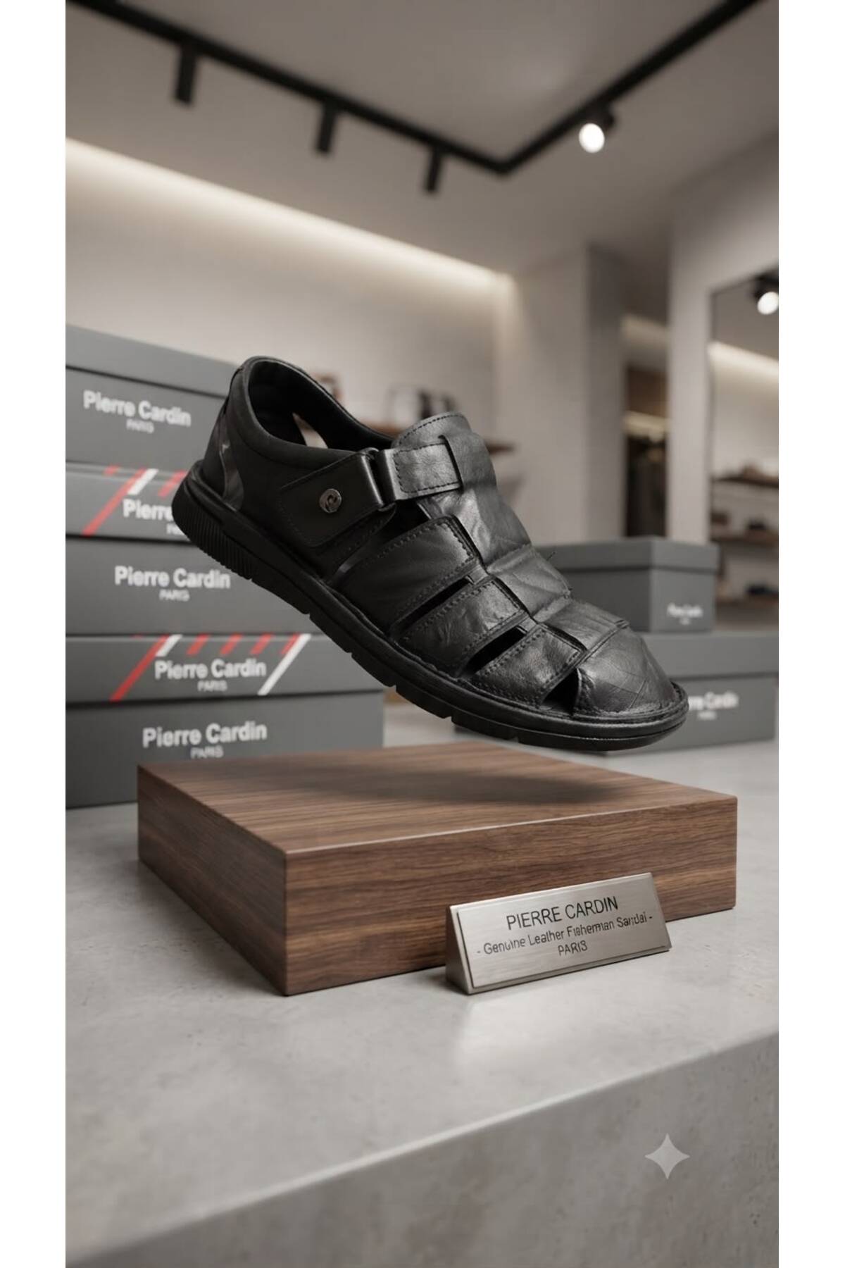 صندل مردانه ارتوپدی جلو بسته از جنس چرم اصل پیر کاردین صندل Pierre Cardin
