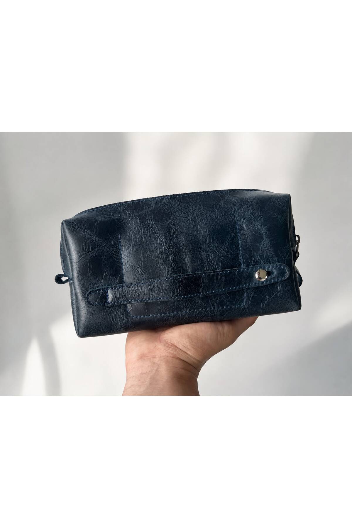 ÖzkanAccessory Capella Hakiki Deri Lacivert Unisex El Çantası