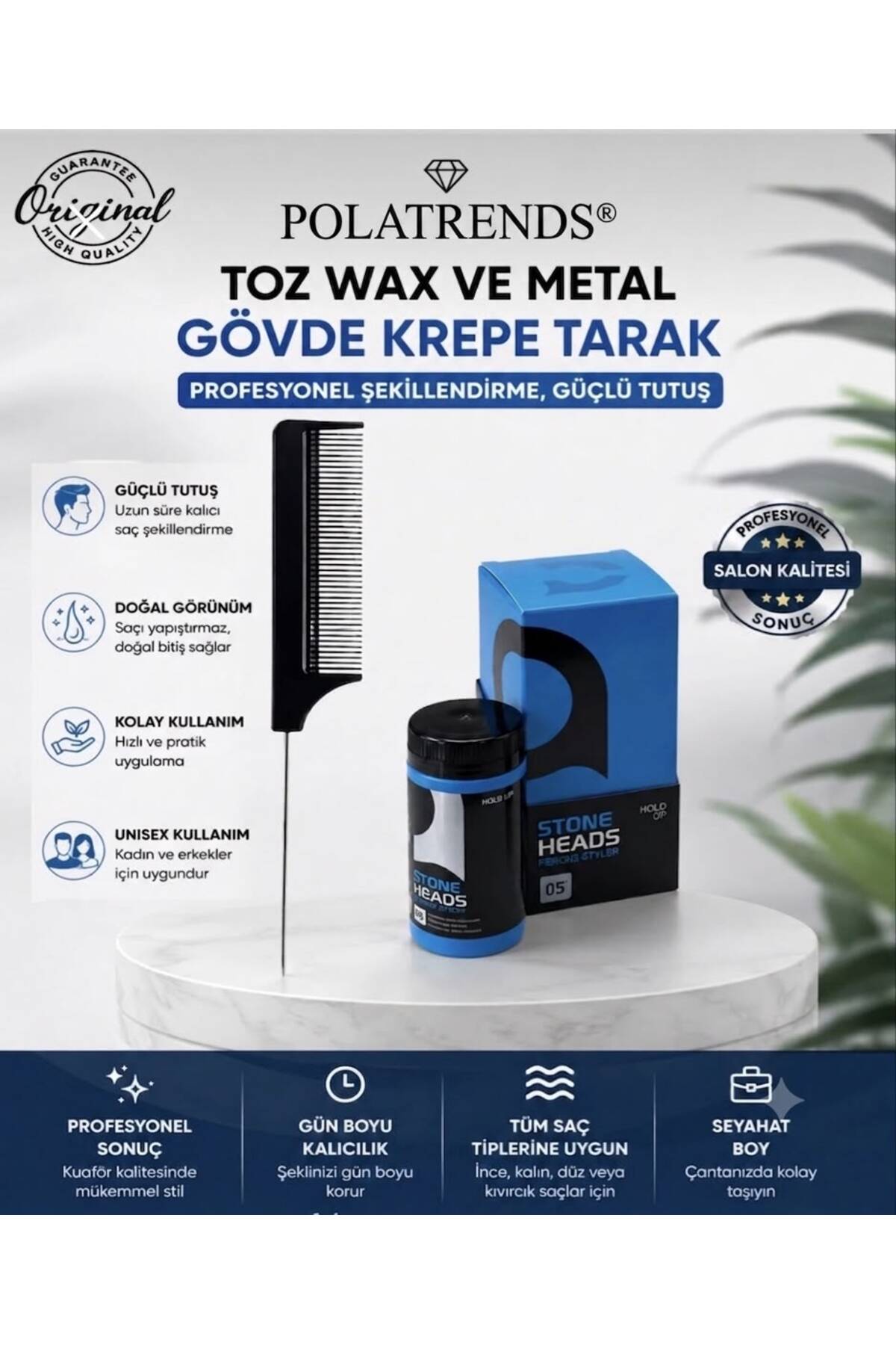 2'li Stil Seti – Toz Wax & Metal Gövde Krepe Tarak — sp200