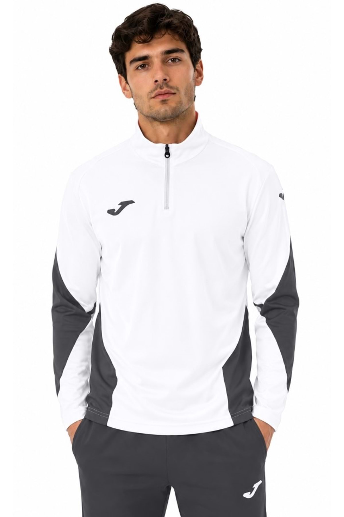Joma 9212426 Antrenman Sweatshirt Stadio Yarım Fermuarlı Erkek Sweatshirt BEYAZ görsel 2