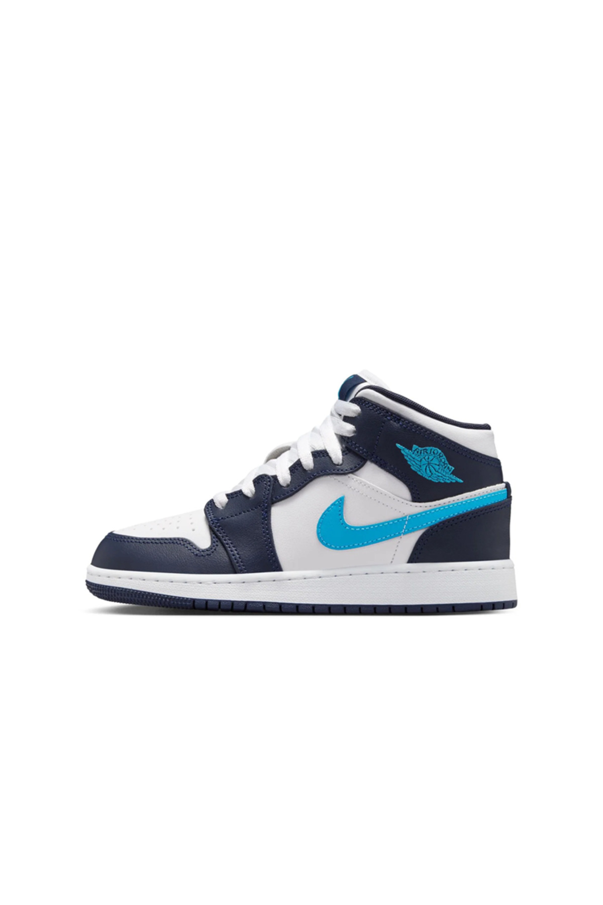 Nike Air Jordan 1 Mid Gs Mavi Basketbol Ayakkabısı (Dar Kalıptır 1 Beden Büyük Alınız) görsel 4